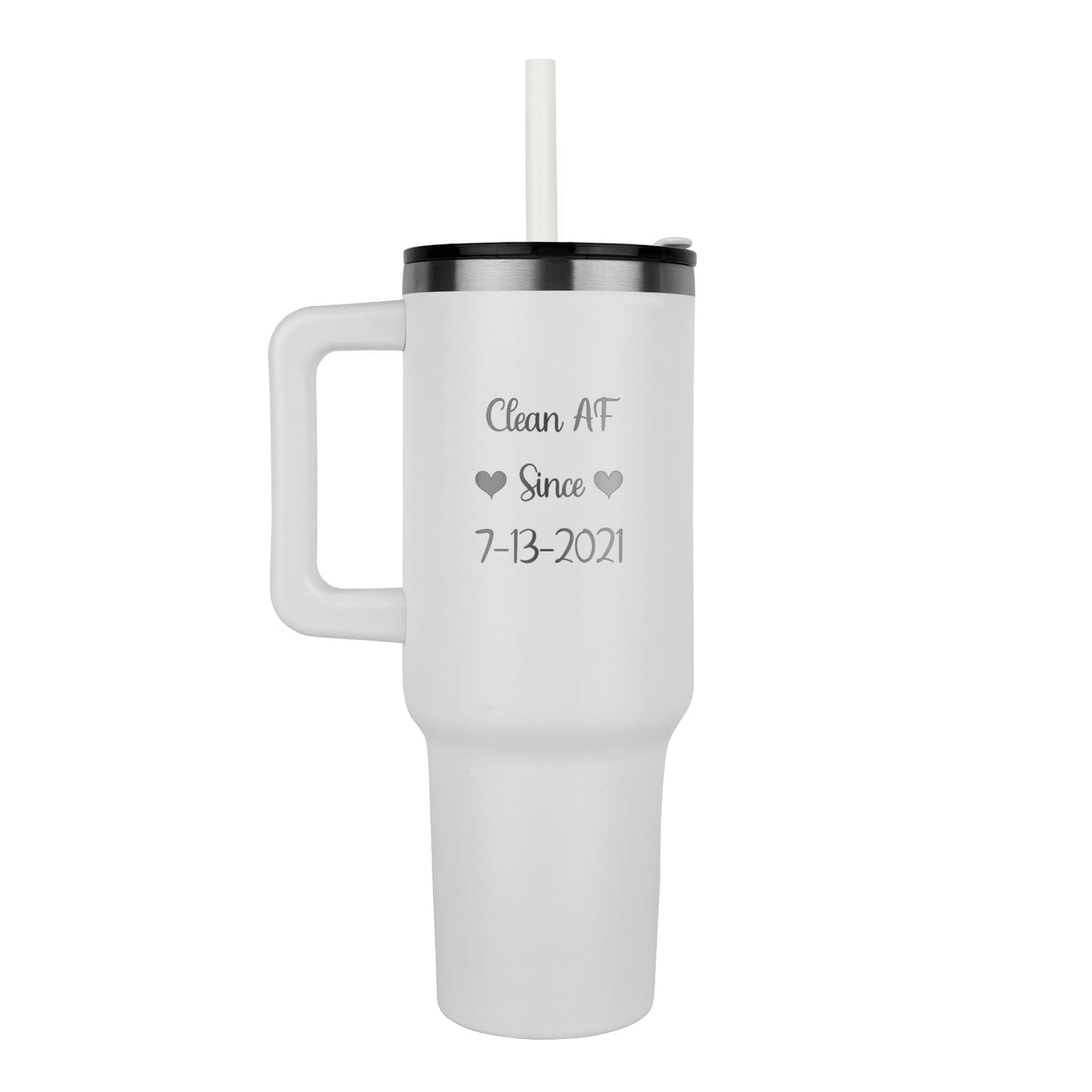Custom SS Recovery Tumbler | Inspiring Sobriety | Clean AF Since