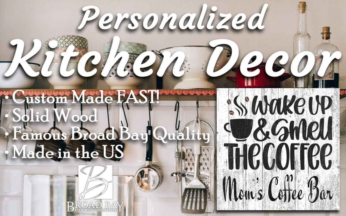 Custom Wake Up and Smell The Coffee Kitchen Sign - Personalized