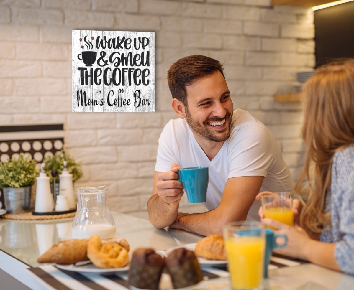 Custom Wake Up and Smell The Coffee Kitchen Sign - Personalized