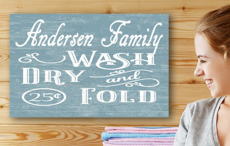 CUSTOM Wash Dry Fold Laundry Room Sign Personalized Decoration