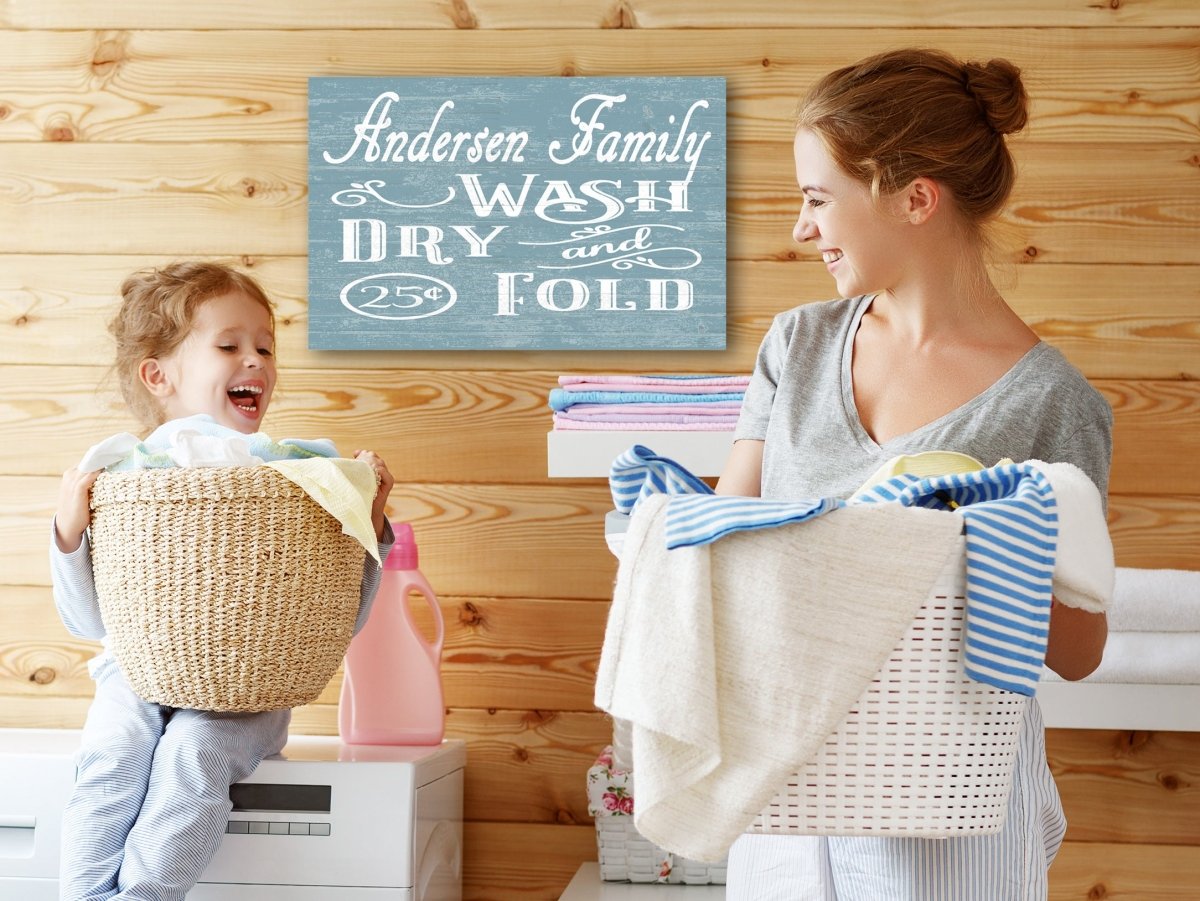 CUSTOM Wash Dry Fold Laundry Room Sign Personalized Decoration