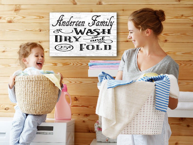 CUSTOM Wash Dry Fold Laundry Room Sign Personalized Decoration