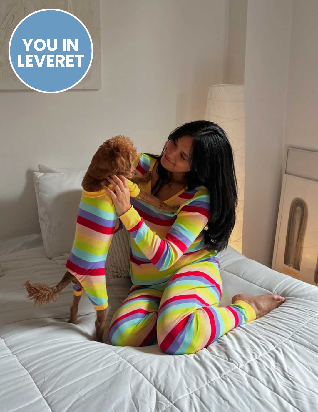 Dog Cotton Rainbow Girl Stripes Pajamas