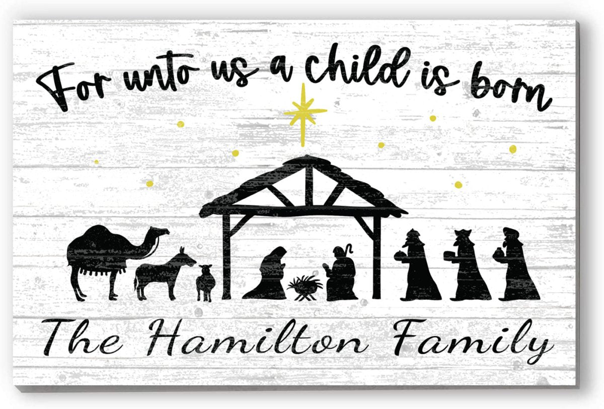 Customized Nativity Scene Christmas Sign Personalized Wood