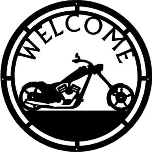 Chopper Motorcycle - Round Welcome Sign