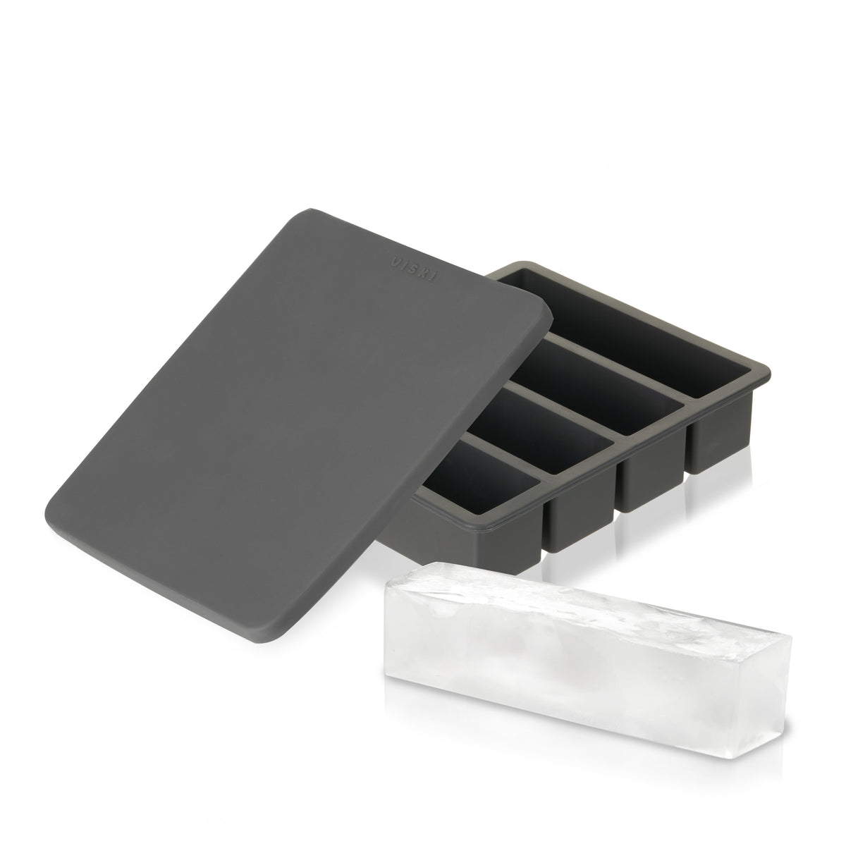 Glacier Highball Ice Cube Tray with Lid in Grey