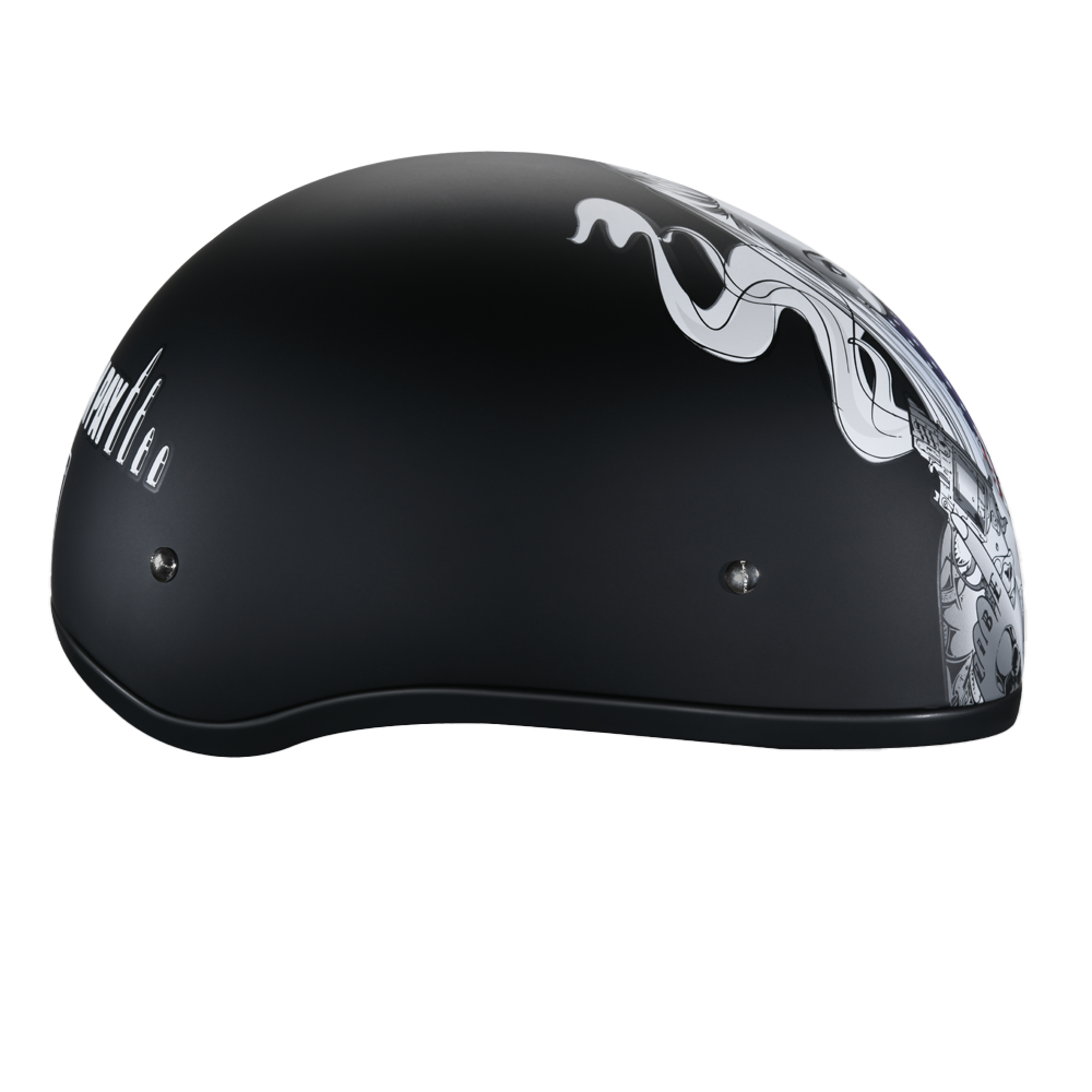 DOT Approved Daytona Motorcycle Half Face Helmet - Skull Cap Graphics for Men & Women, Scooters, ATVs, UTVs & Choppers - W/ Make 'Em Pay