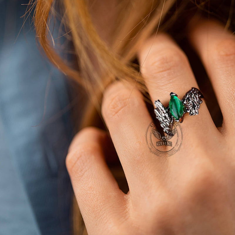 Dark Angel Wing Brass Gothic Ring
