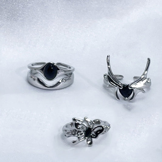 Dark Bat Alloy Gothic Adjustable Ring