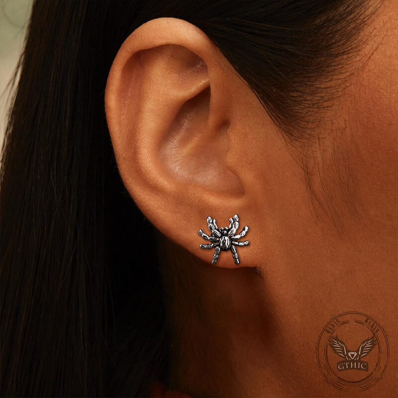 Dark Scary Spider Stainless Steel Animal Earrings