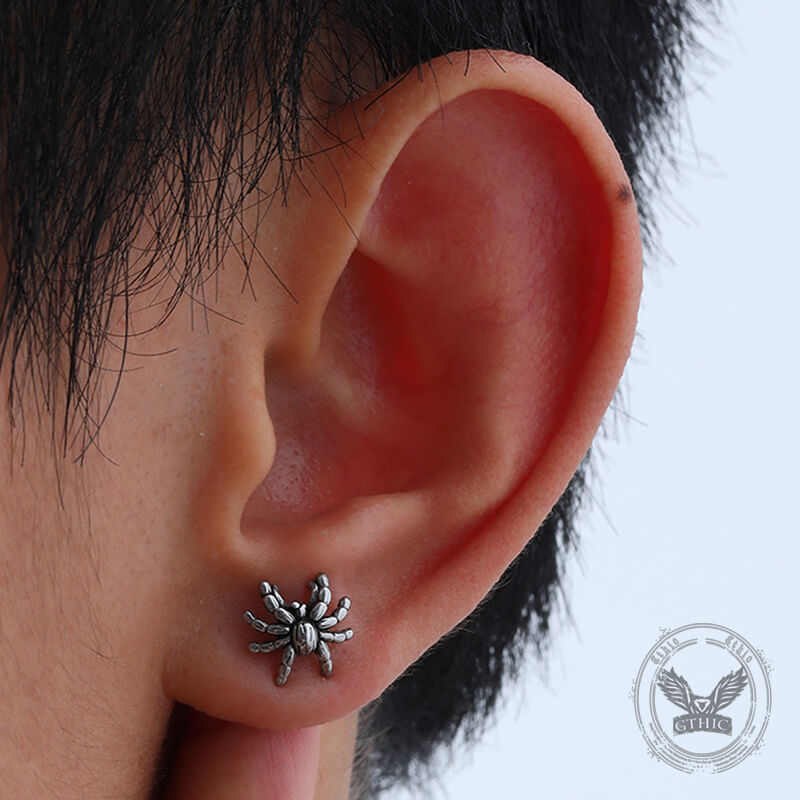 Dark Scary Spider Stainless Steel Animal Earrings