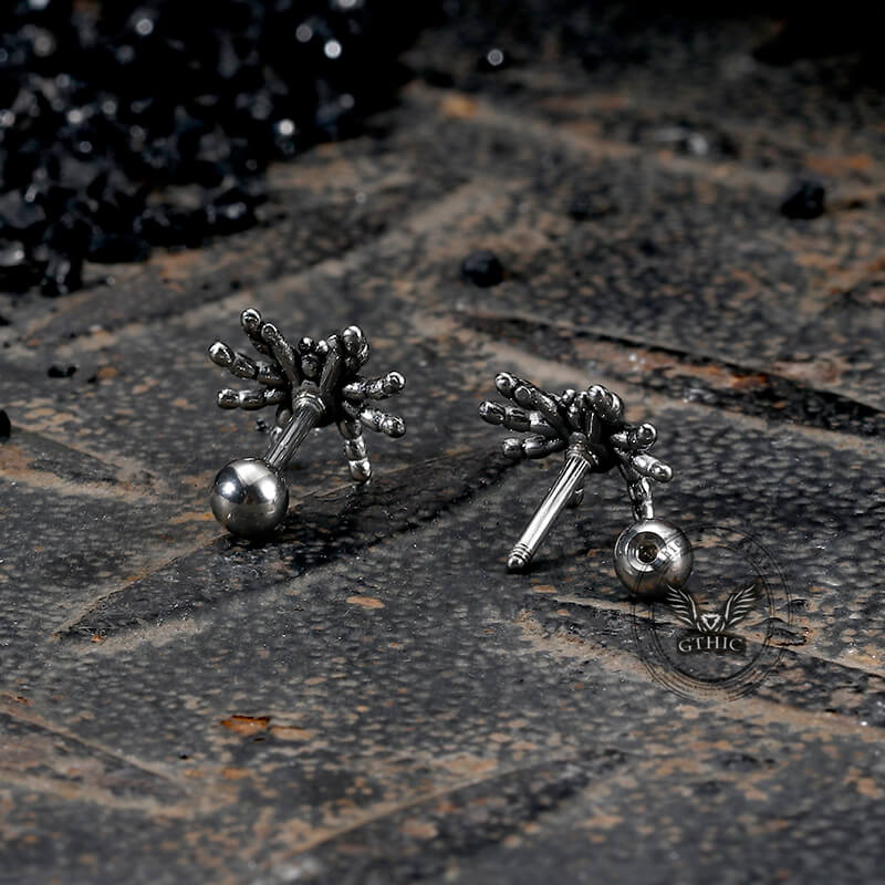 Dark Scary Spider Stainless Steel Animal Earrings