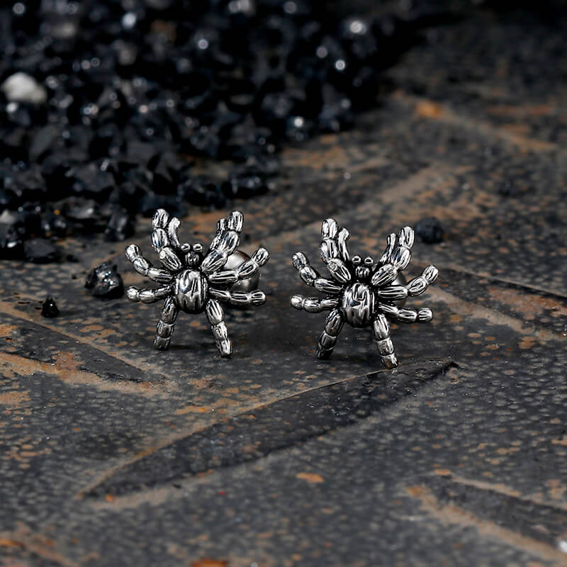 Dark Scary Spider Stainless Steel Animal Earrings
