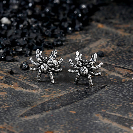 Dark Scary Spider Stainless Steel Animal Earrings