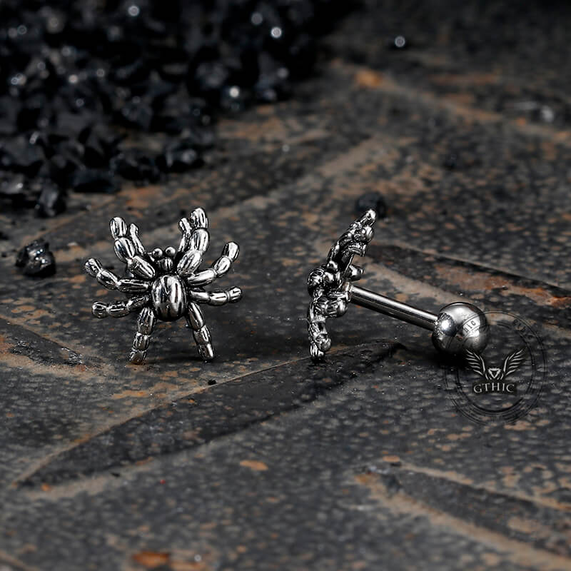 Dark Scary Spider Stainless Steel Animal Earrings