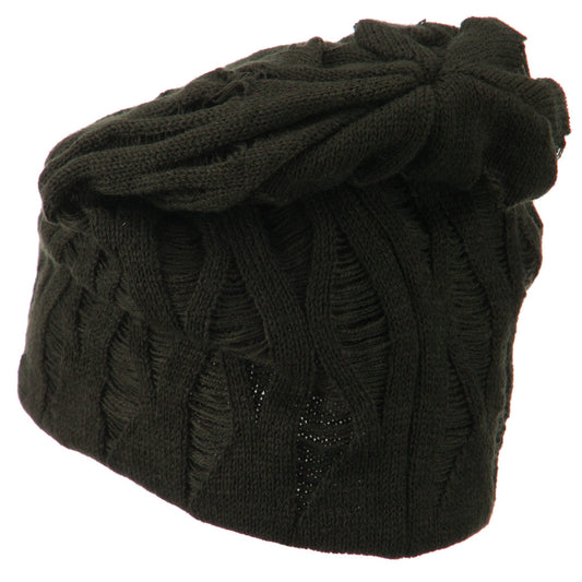 Big Size Deep Crown Distressed Reversible  Beanie