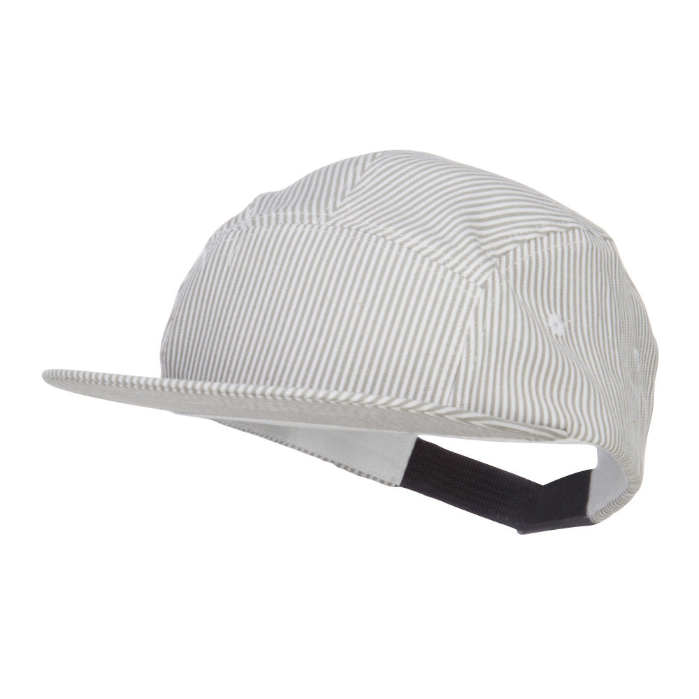 Men's Striped 5 Panel Flat Bill Cap