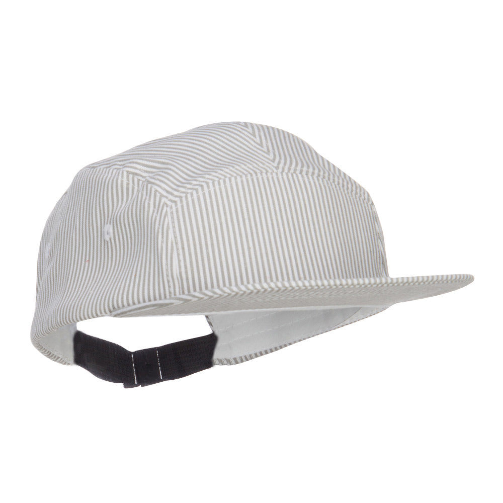 Men's Striped 5 Panel Flat Bill Cap