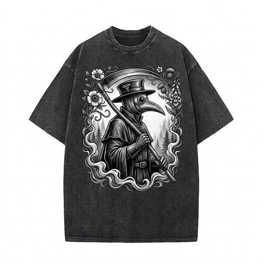 Death Sickle Plague Doctor Vintage Washed T-shirt