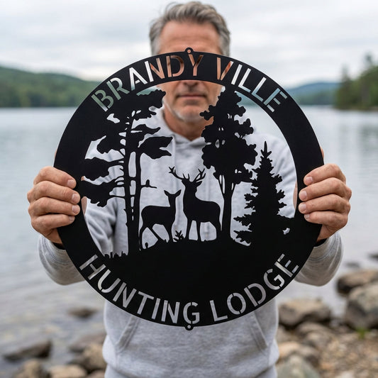 Deer Forest Text Personalized Gifts - Custom Metal Sign, Anniversary/Wedding/Housewarming Gift