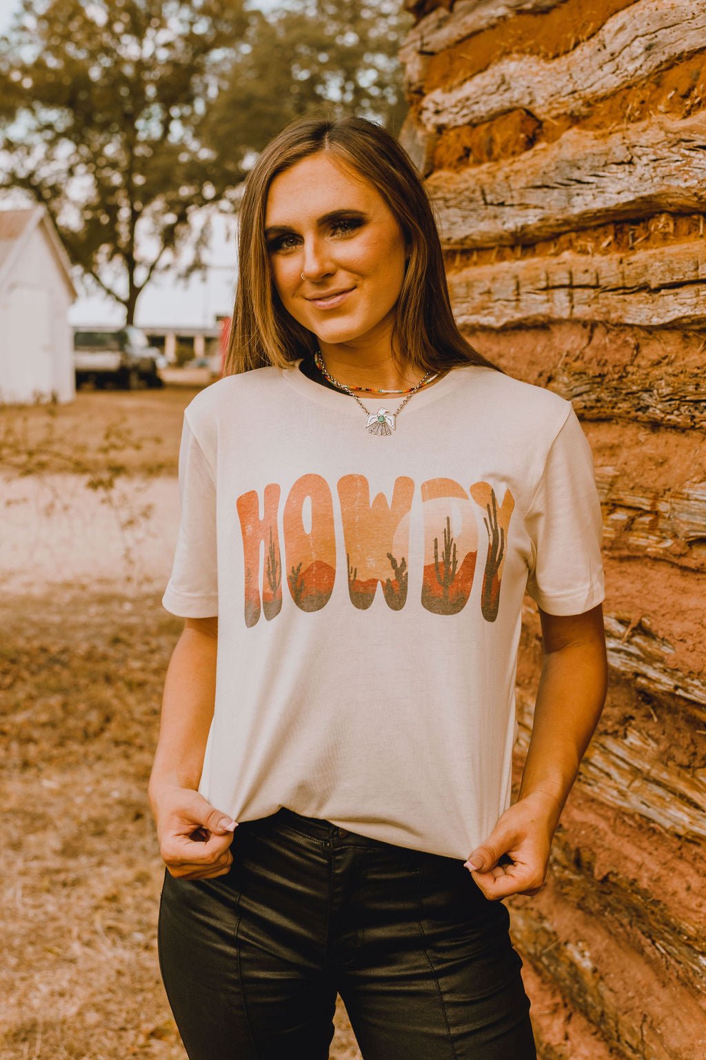 Desert Howdy Sunset Western Graphic Tee