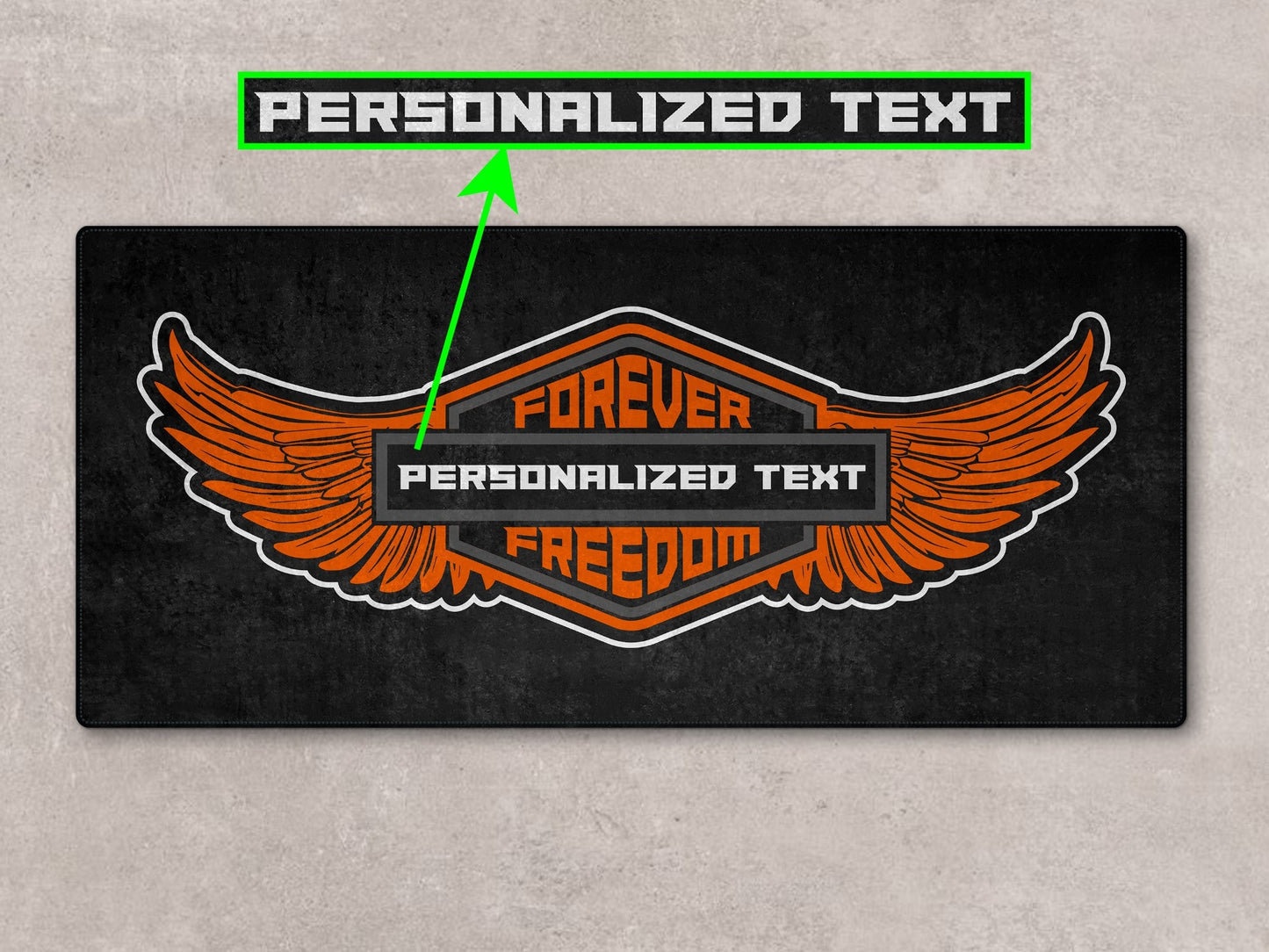 MPM Motorcycle Mat for Cruiser - Touring - Sport Motorcycle Wings " Forever The Power of Freedom " -  MM7102