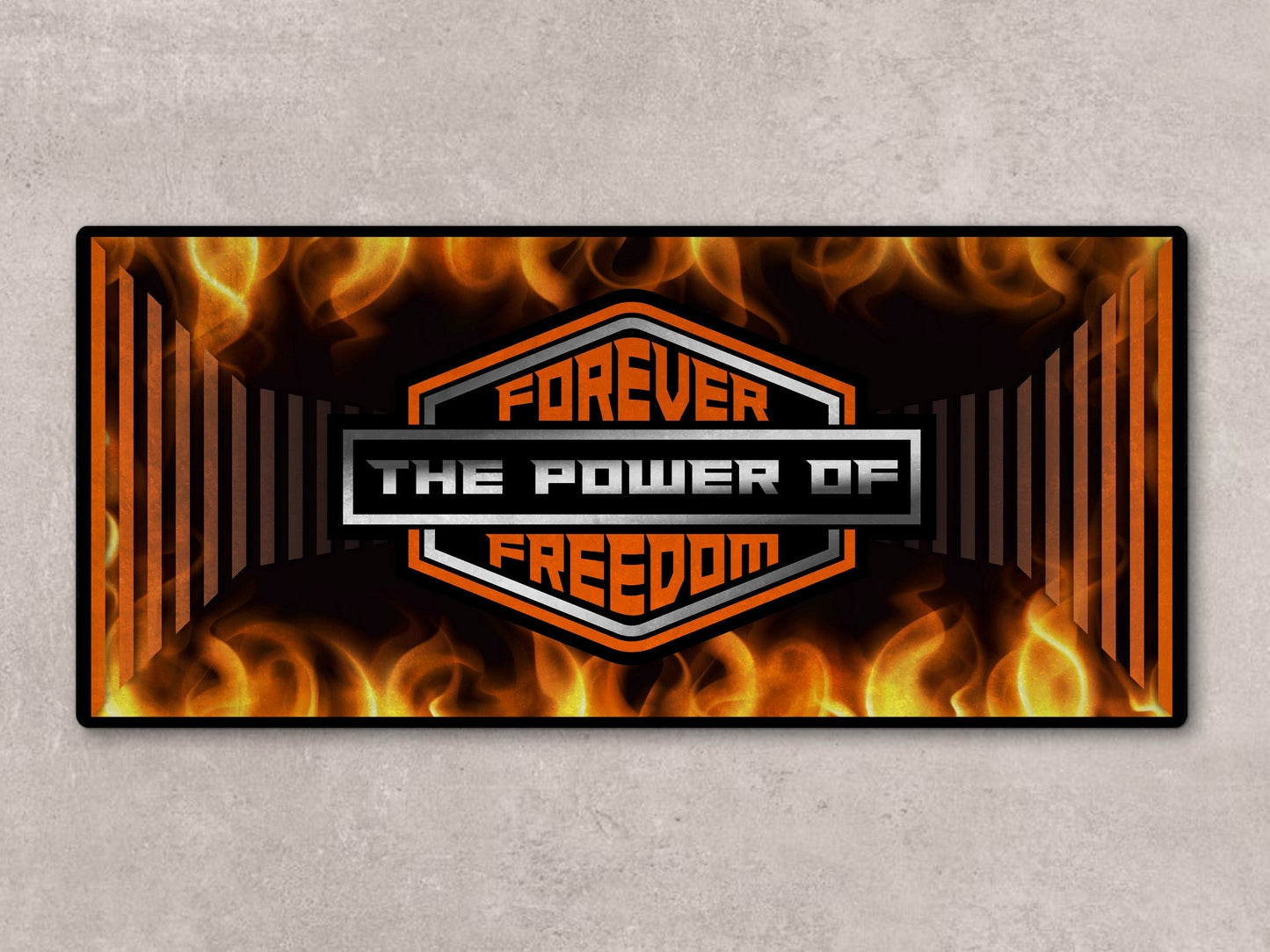 MPM Motorcycle Mat Flame Design for Chopper, Cruiser, Touring, Sport Motorcycle "Forever The Power of Freedom" - MM7241