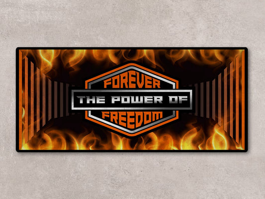 MPM Motorcycle Mat Flame Design for Chopper, Cruiser, Touring, Sport Motorcycle "Forever The Power of Freedom" - MM7241