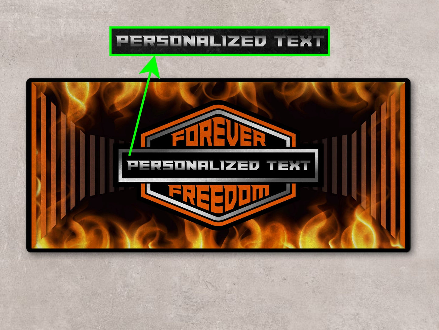 MPM Motorcycle Mat Flame Design for Chopper, Cruiser, Touring, Sport Motorcycle "Forever The Power of Freedom" - MM7241