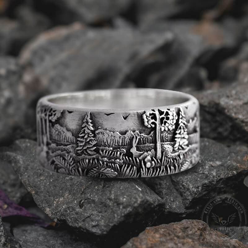 Detailed Pastoral Patterns Alloy Embossed Ring