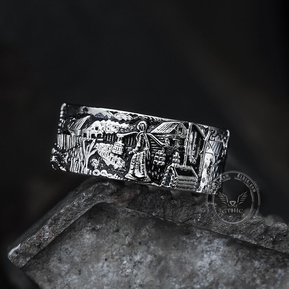 Detailed Pastoral Patterns Alloy Embossed Ring