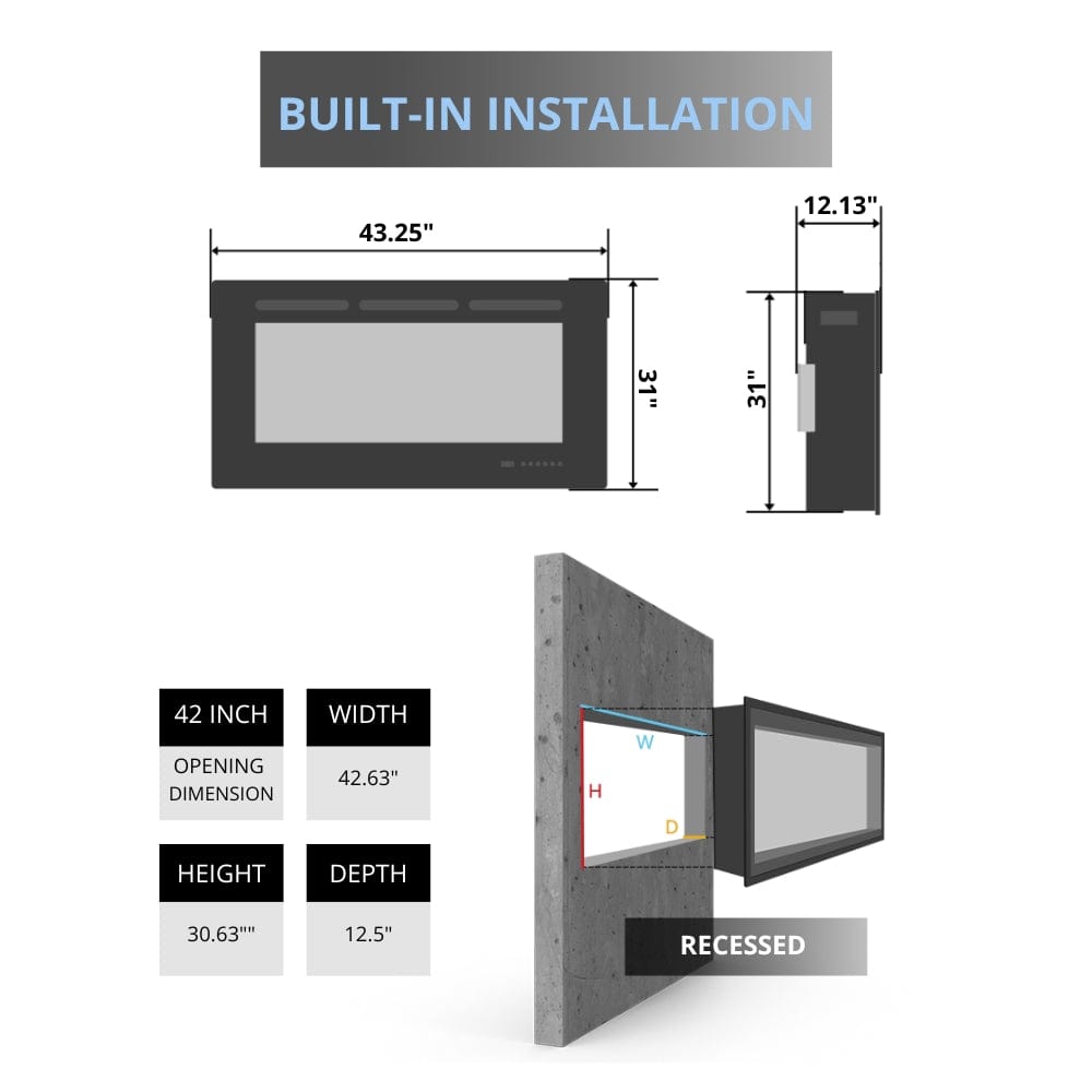 Dimplex Revillusion 42-Inch Built-in Electric Firebox