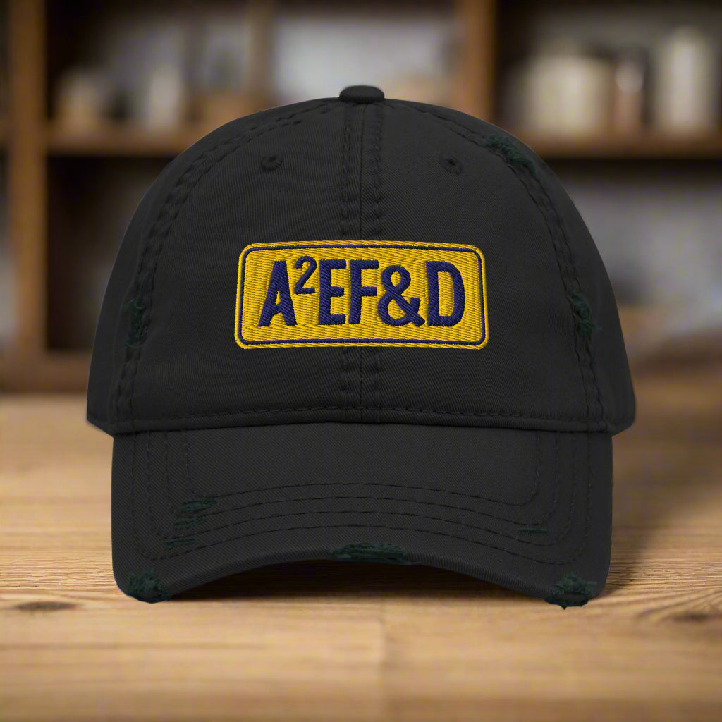 Against All Enemies Distressed Dad Hat (Navy/Gold)