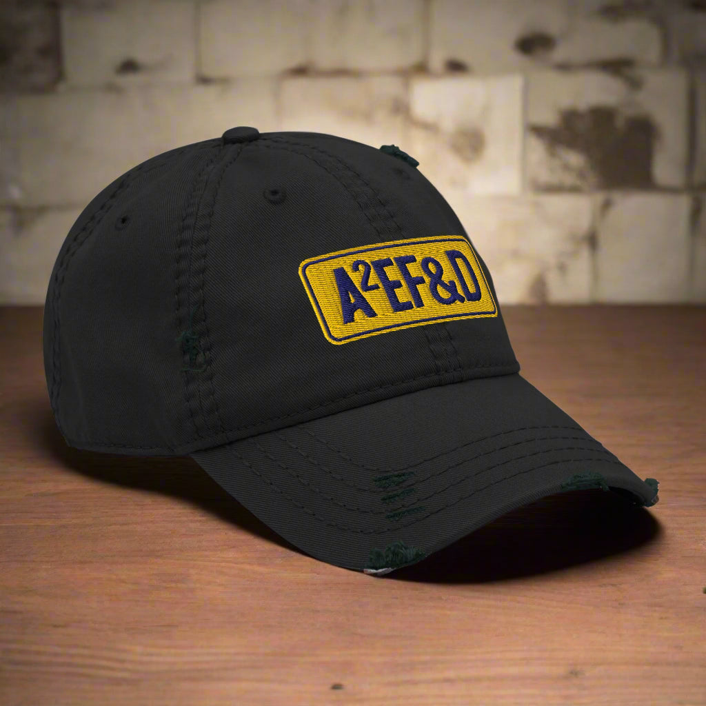 Against All Enemies Distressed Dad Hat (Navy/Gold)