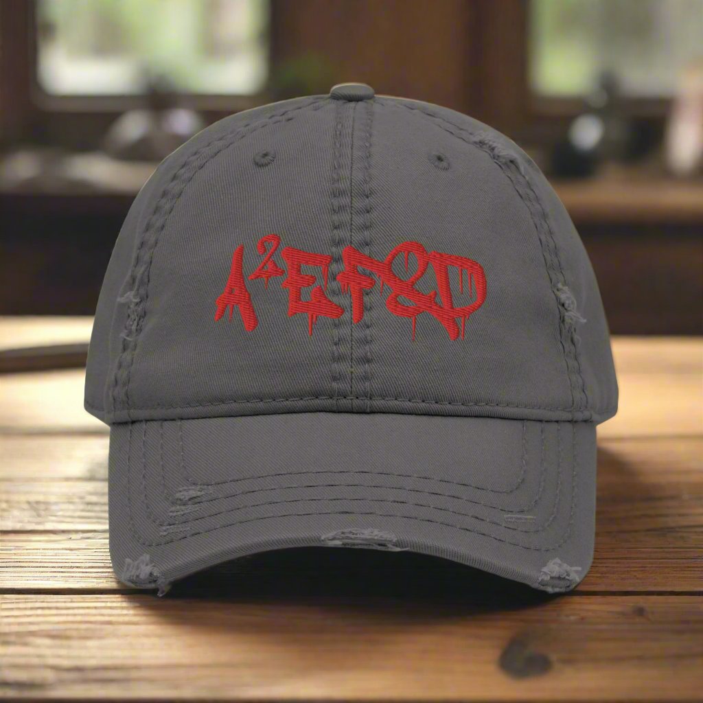 Against All Enemies Distressed Dad Hat (Graffiti)