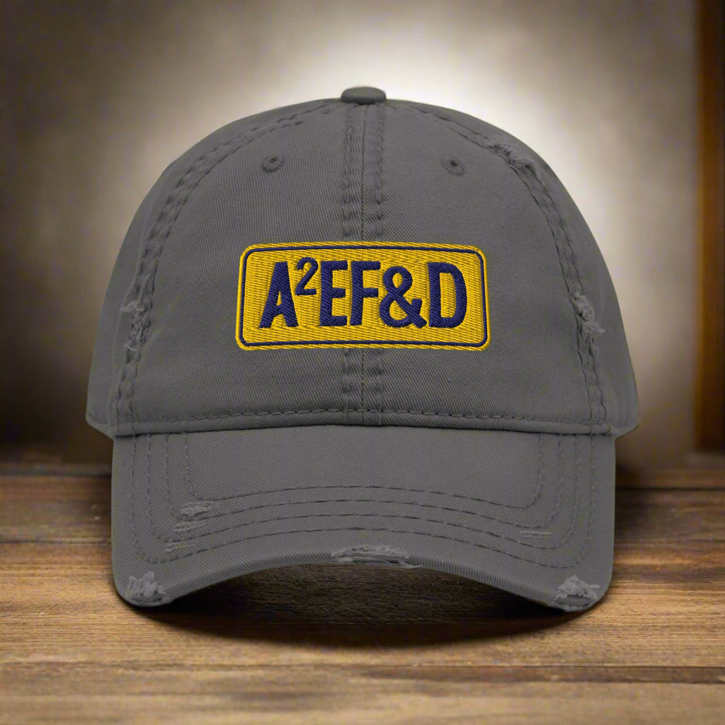 Against All Enemies Distressed Dad Hat (Navy/Gold)