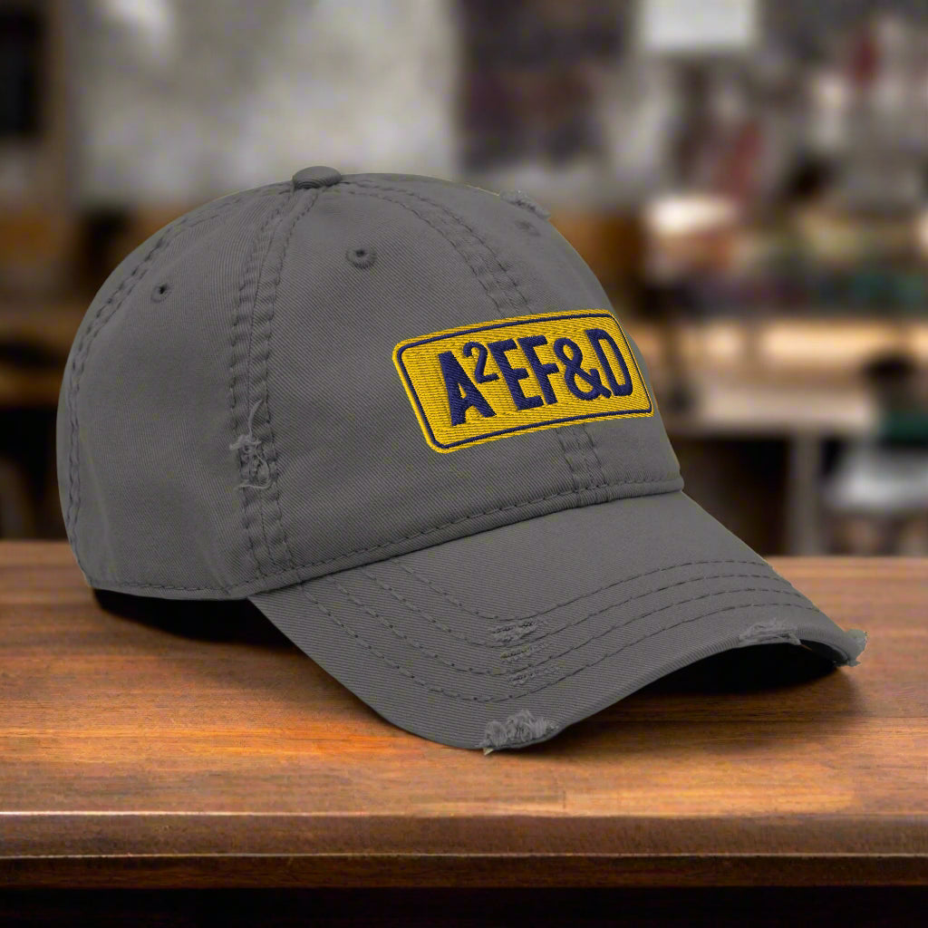 Against All Enemies Distressed Dad Hat (Navy/Gold)