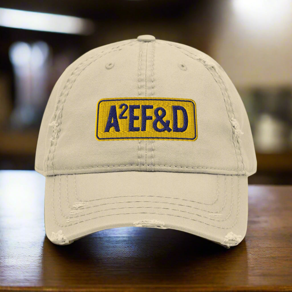 Against All Enemies Distressed Dad Hat (Navy/Gold)