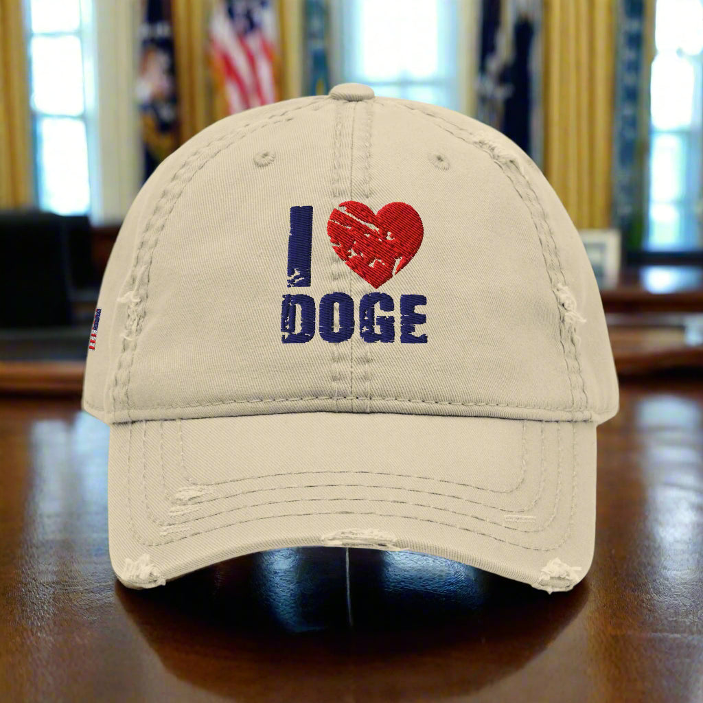 I ❤️ DOGE Distressed Dad Hat