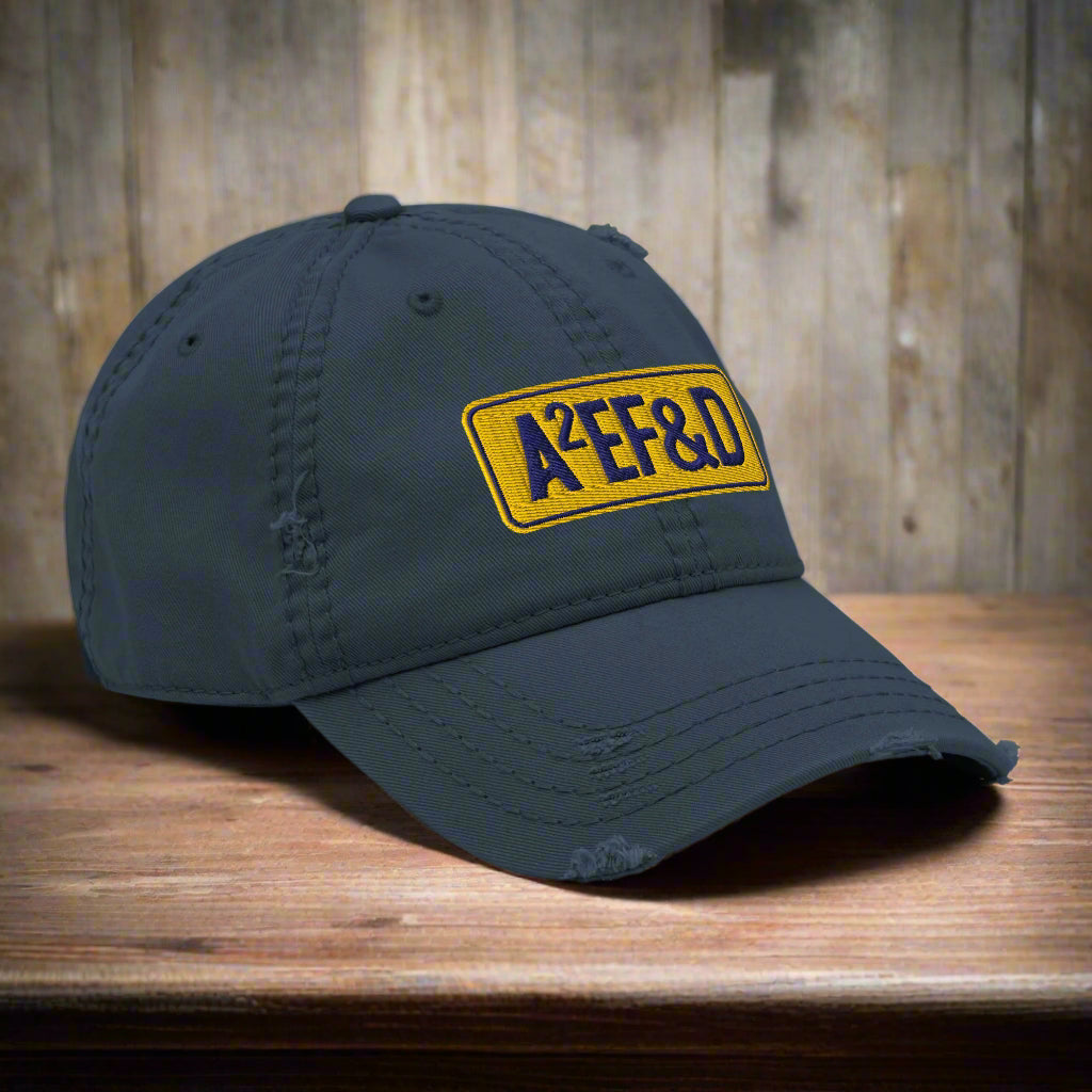 Against All Enemies Distressed Dad Hat (Navy/Gold)