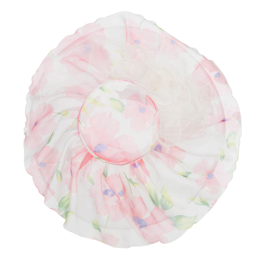 Floral Printed Double Brim Organza Hat