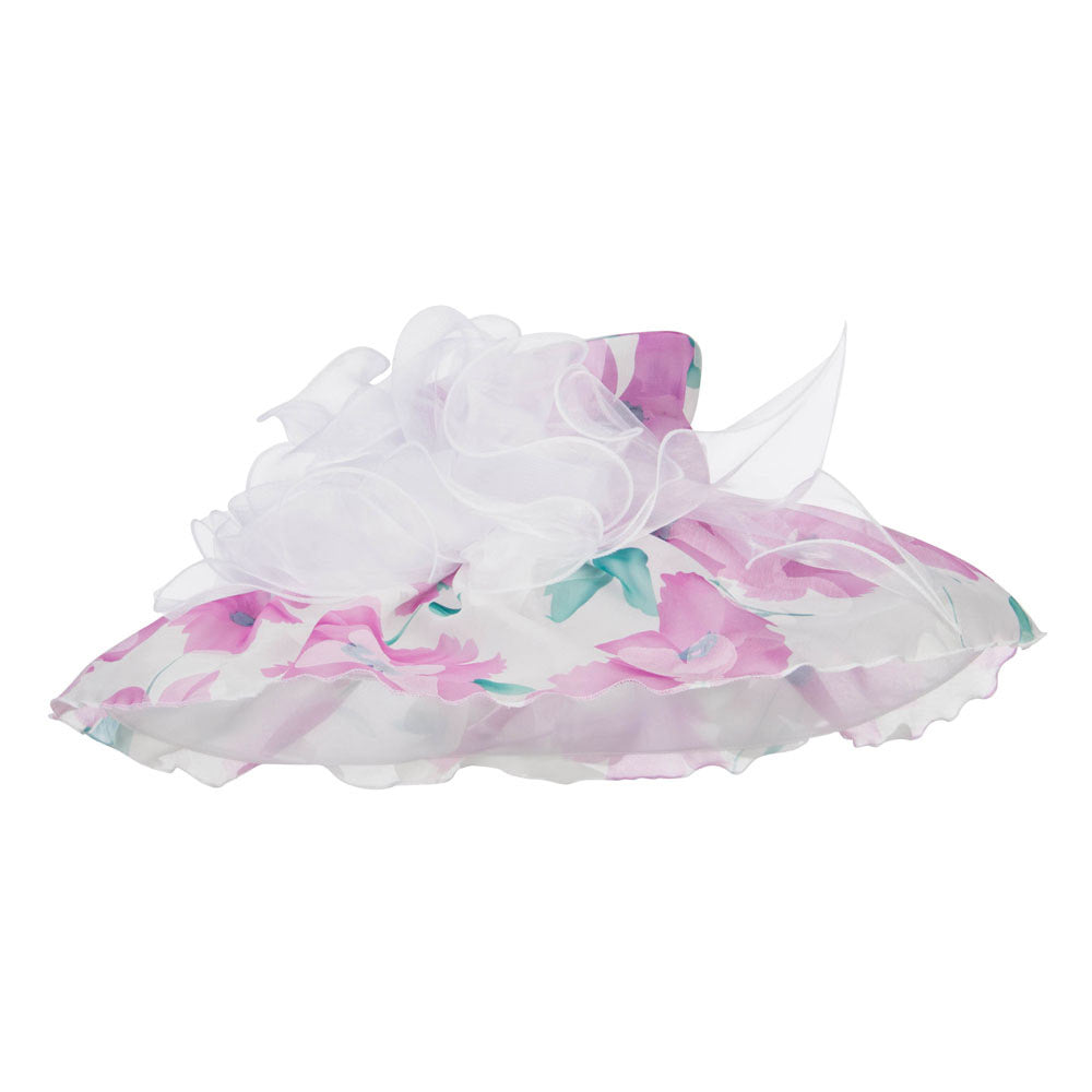 Floral Printed Double Brim Organza Hat