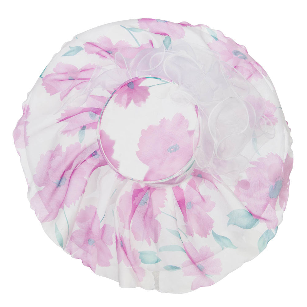 Floral Printed Double Brim Organza Hat