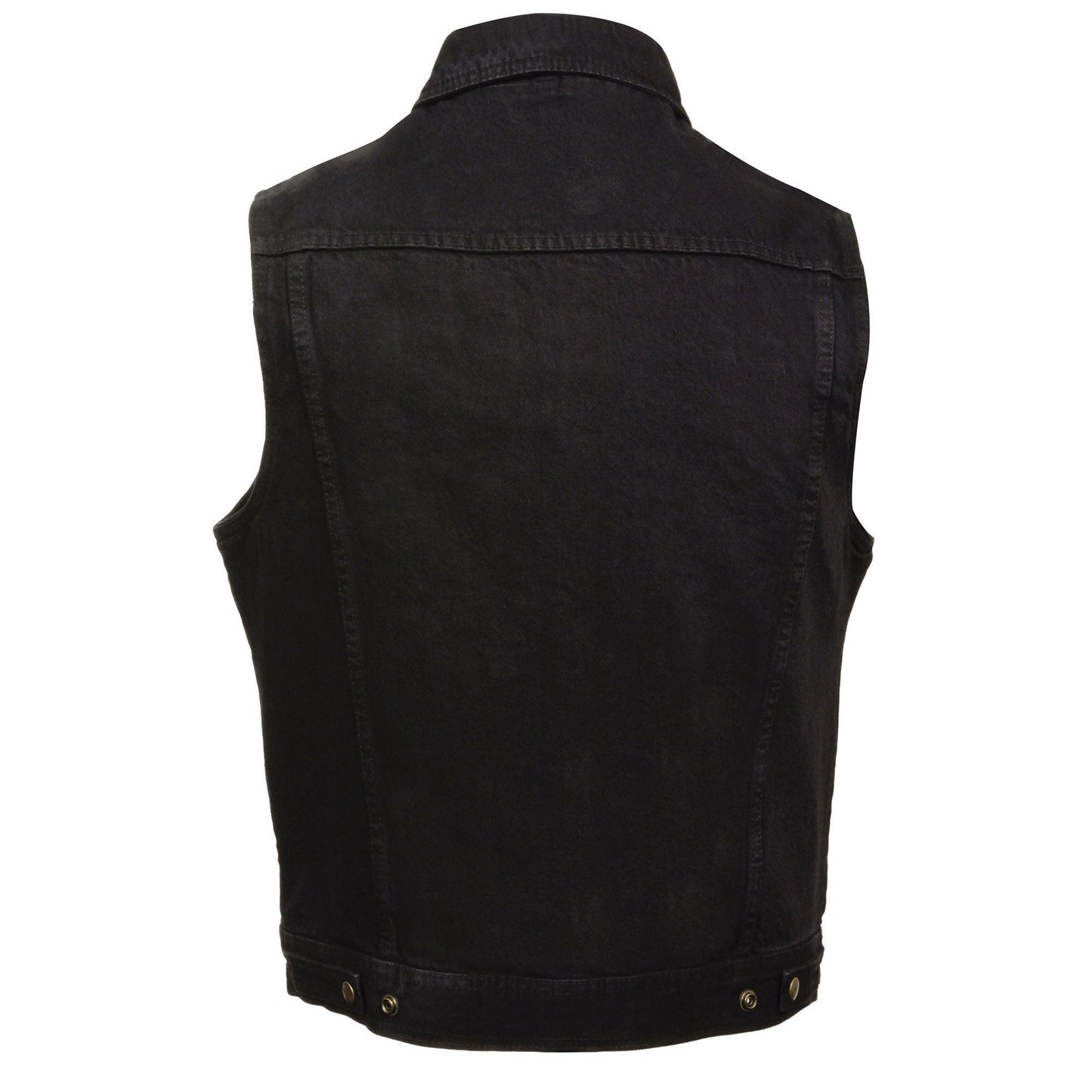 Milwaukee Leather DM1331 Men's Black Denim Motorcycle Biker Riders Vest w/ Shirt Style Collar