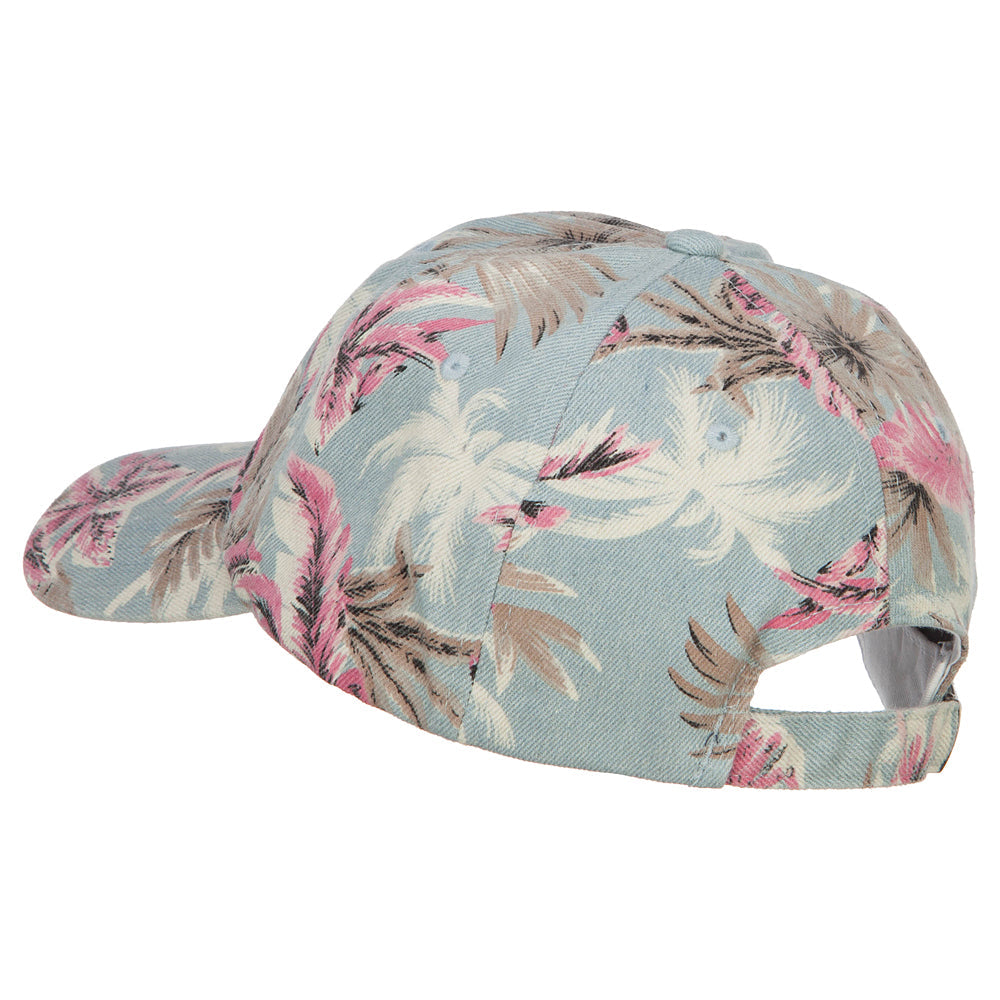 Denim Cotton Floral Print Cap