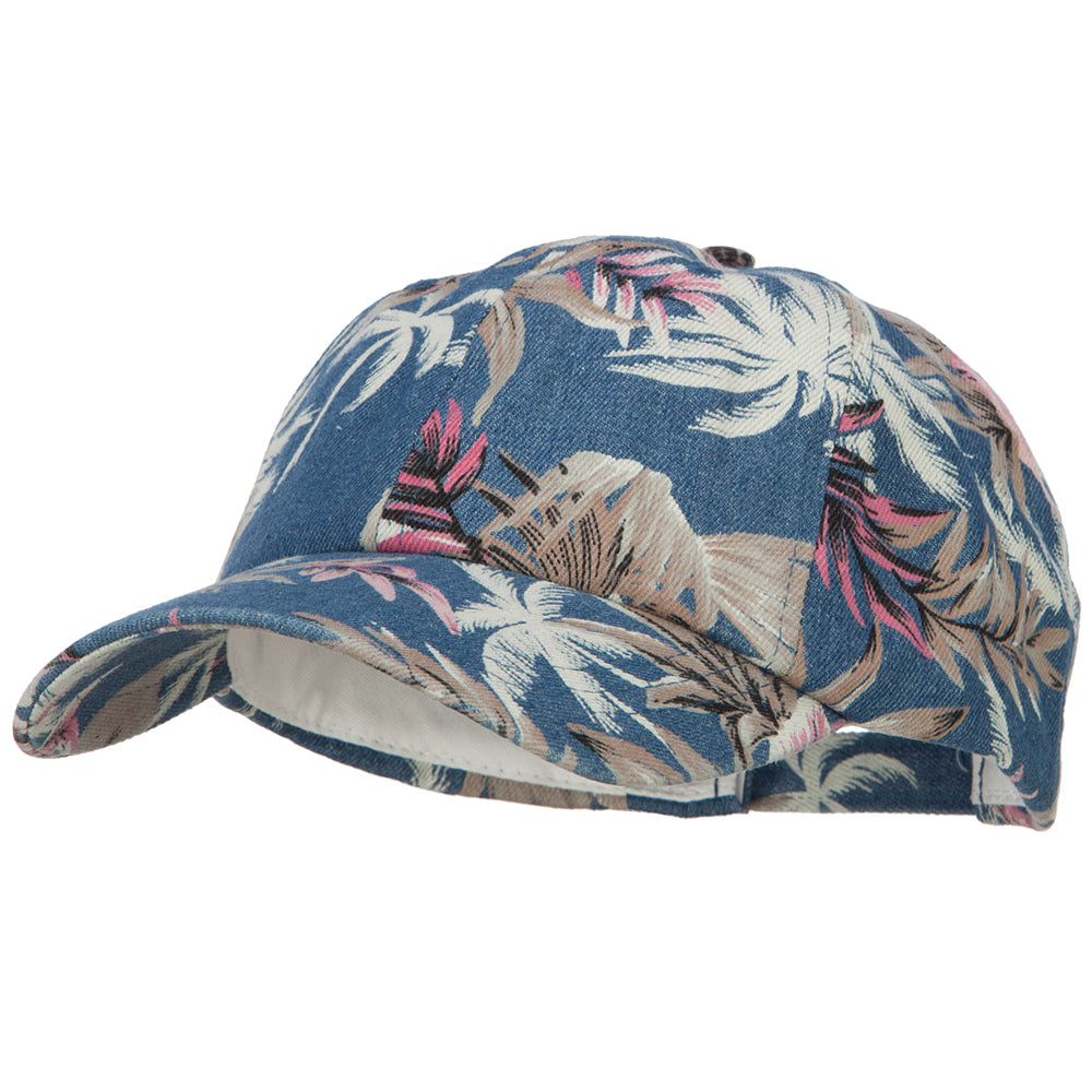 Denim Cotton Floral Print Cap