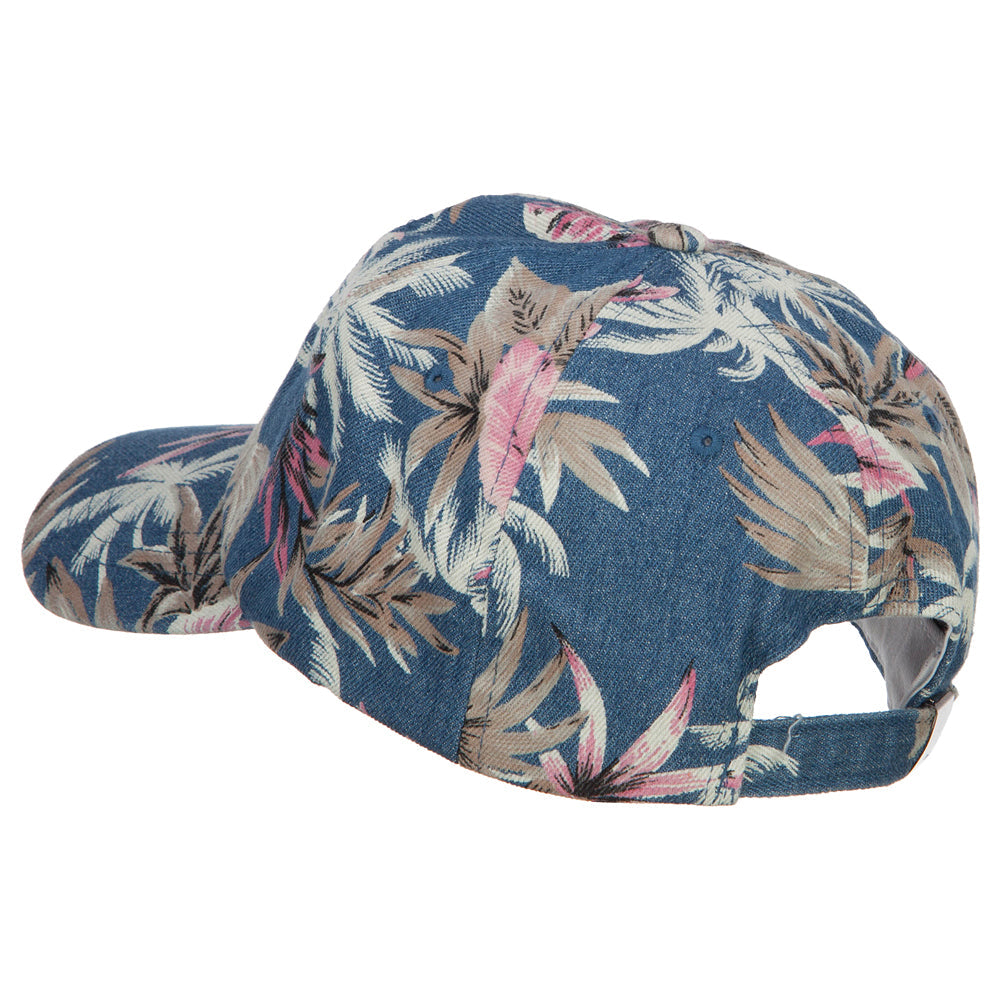 Denim Cotton Floral Print Cap