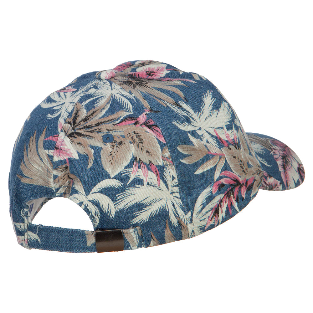Denim Cotton Floral Print Cap