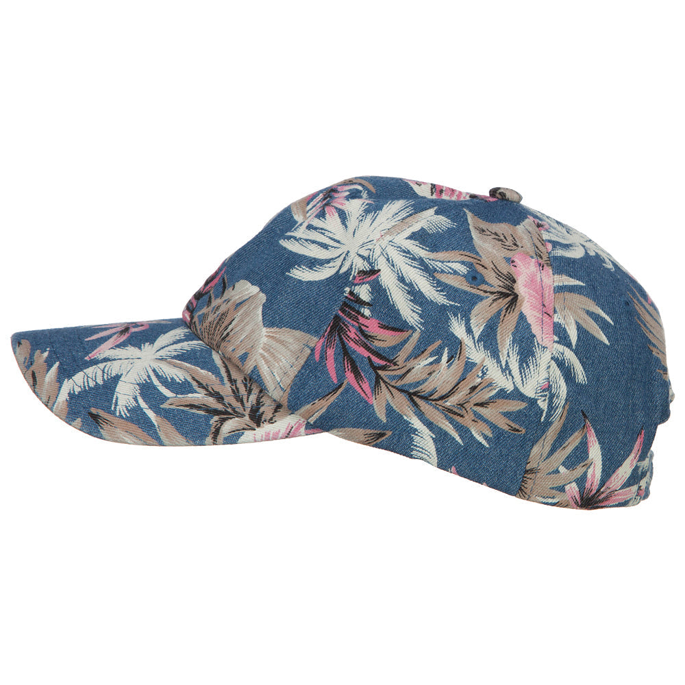 Denim Cotton Floral Print Cap