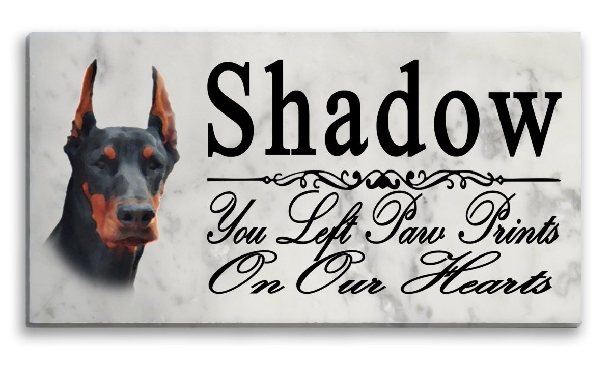 Doberman Memorial Stone Dog Grave Marker Dobie Garden Plaque